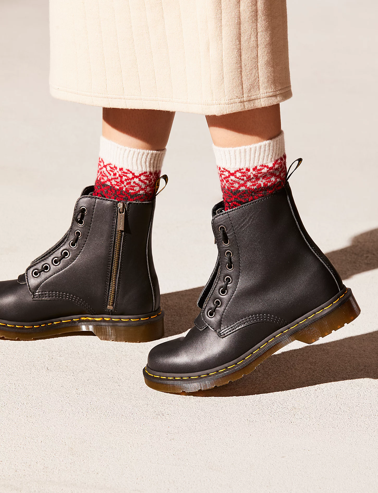 HOT Zip Nappa 1460 Pascal Front Zip Black MARTENS 1460