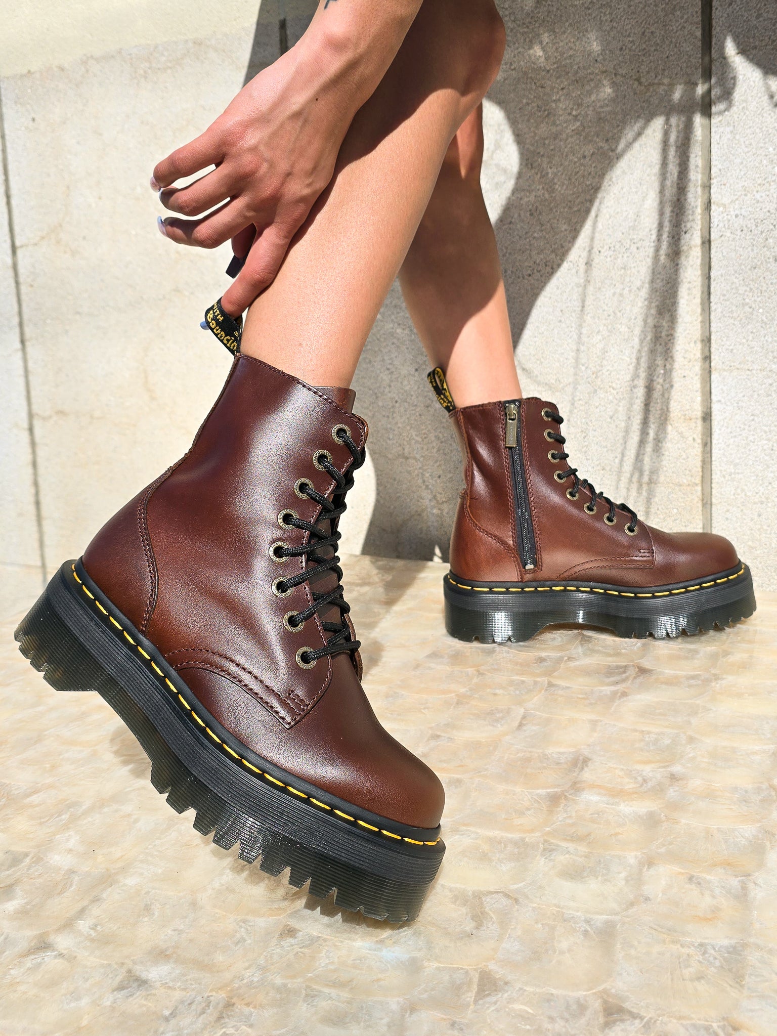 Combat Brown Dr Martens Womens Leather Jadon Boot Dr Martens Jadon