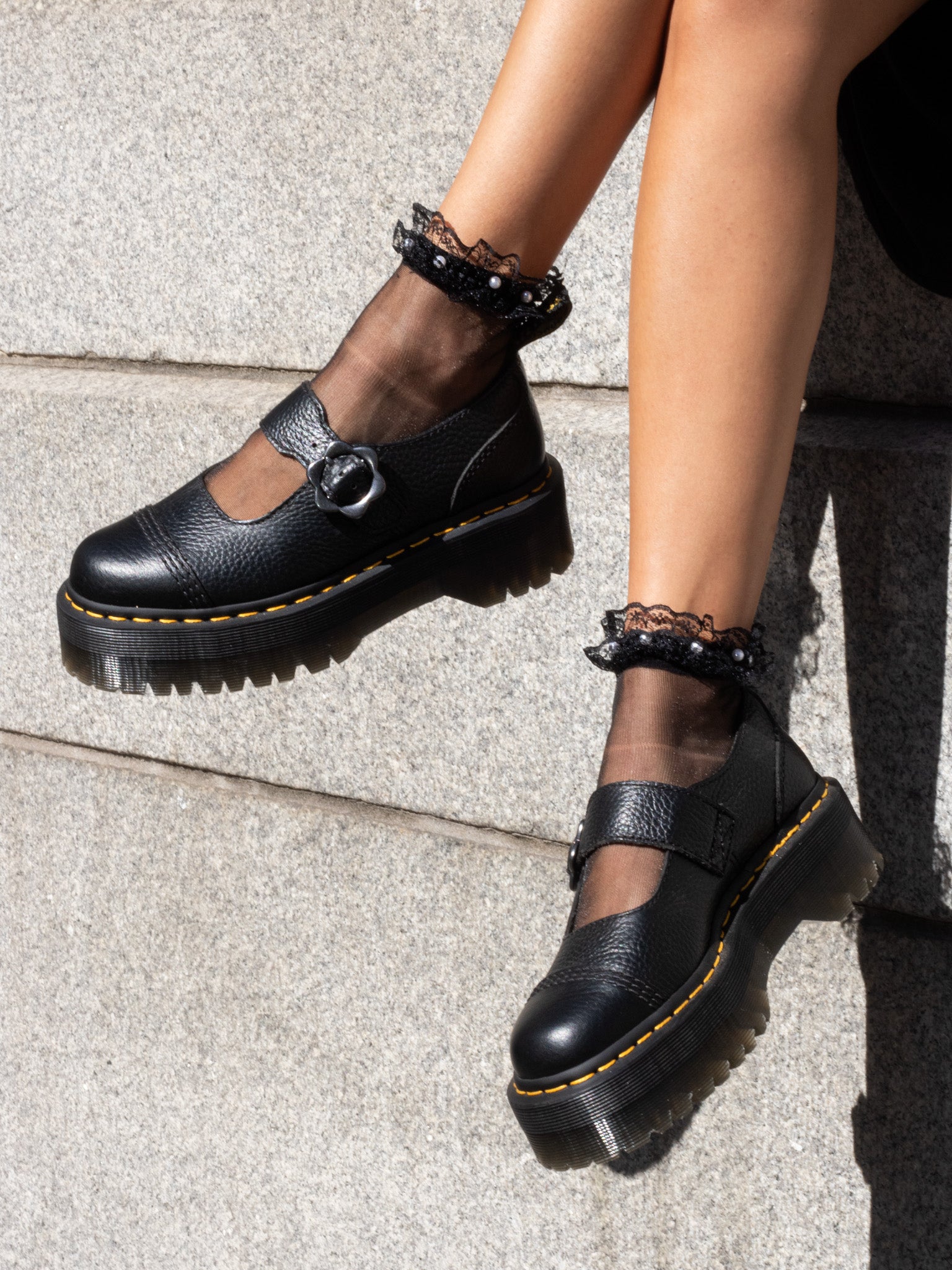 DR. MARTENS ADDINA FLOWER MARY JANE BLACK MILLED – That Shoe Lady